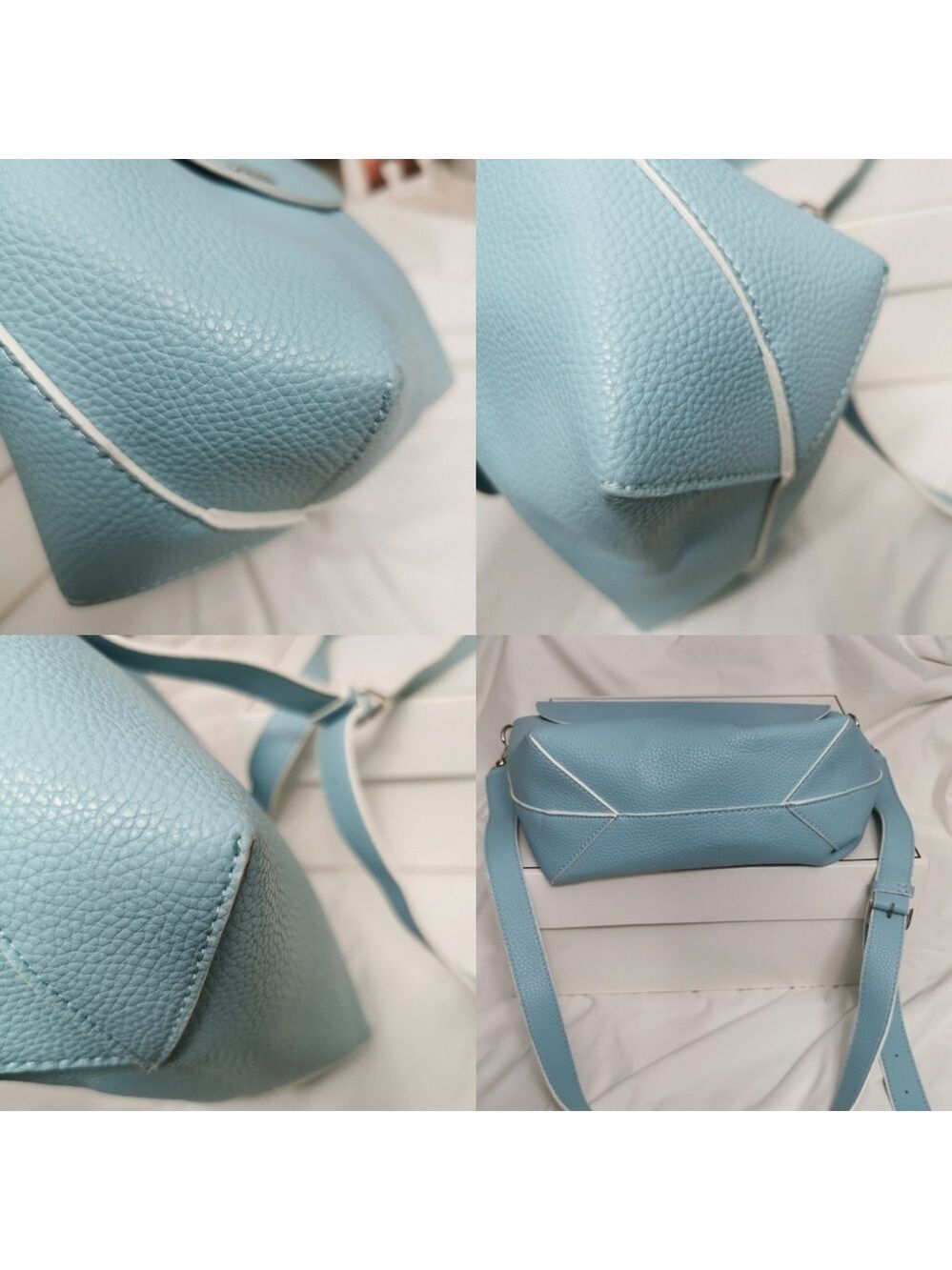 Guess Reversible Shoulder Crossbody Bag Colorblock Green Light Blue - Picture 9 of 15